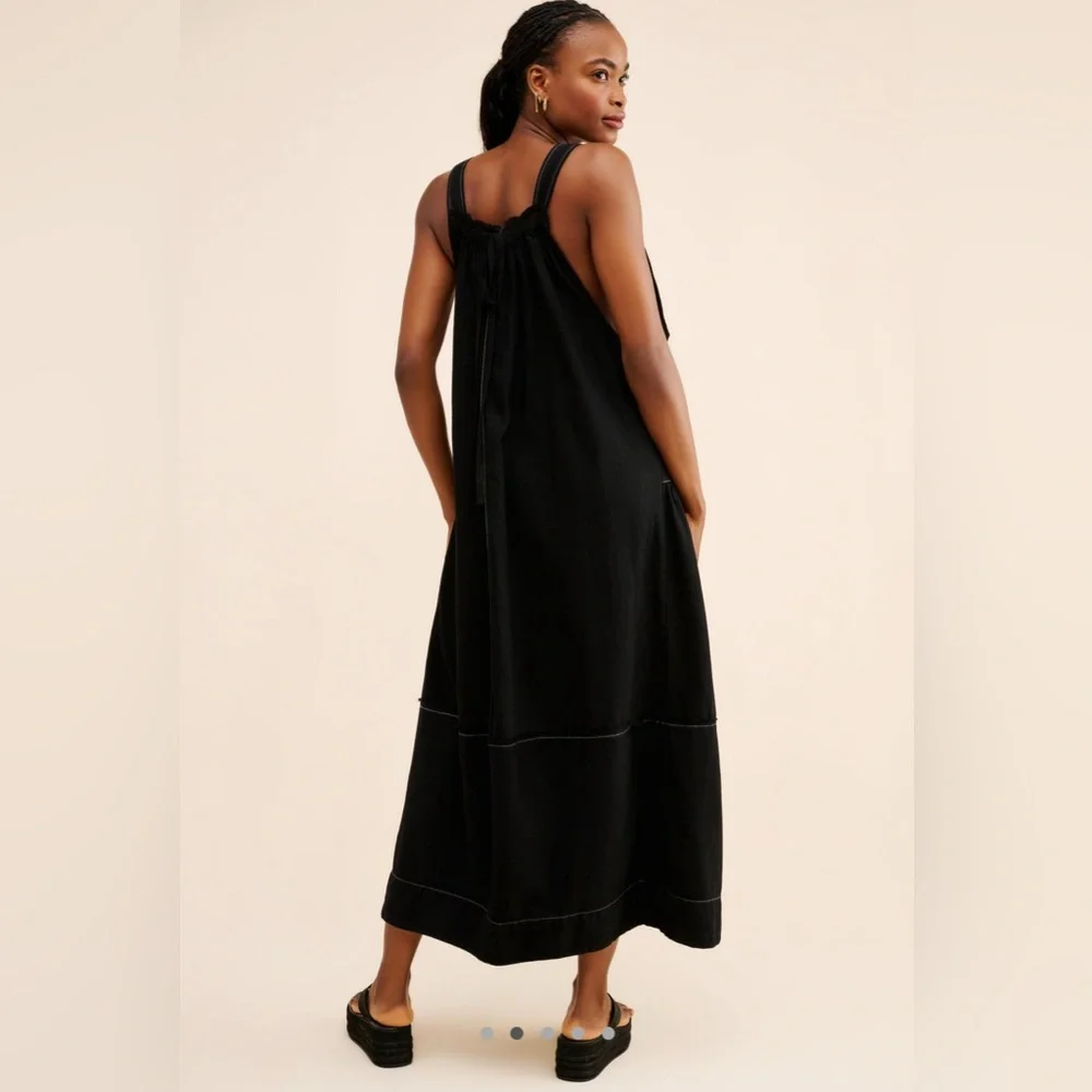 Free People Black Machu Barrel Midi Dress - Picture 2 of 13